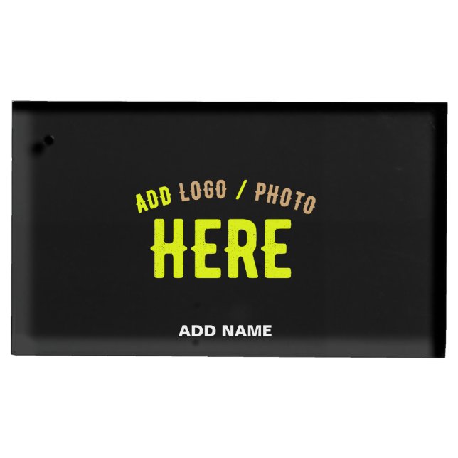 STYLISH MODERN CUSTOMIZABLE BLACK VERIFIED BRANDED PLACE CARD HOLDER (Front)