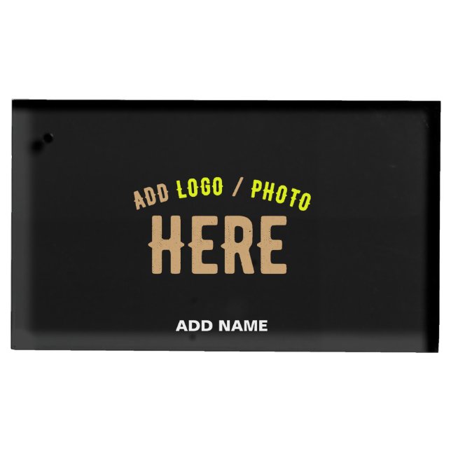 STYLISH MODERN CUSTOMIZABLE BLACK VERIFIED BRANDED PLACE CARD HOLDER (Front)