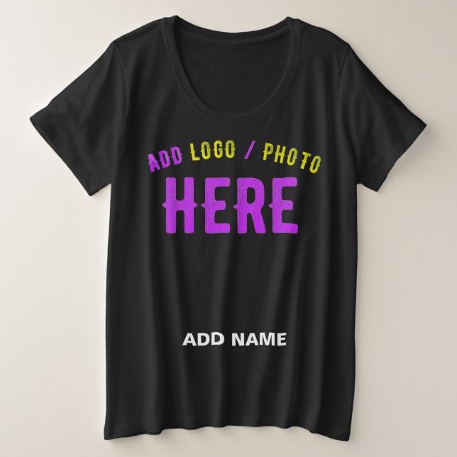 STYLISH MODERN CUSTOMIZABLE BLACK VERIFIED BRANDED PLUS SIZE T-Shirt (Design Front)