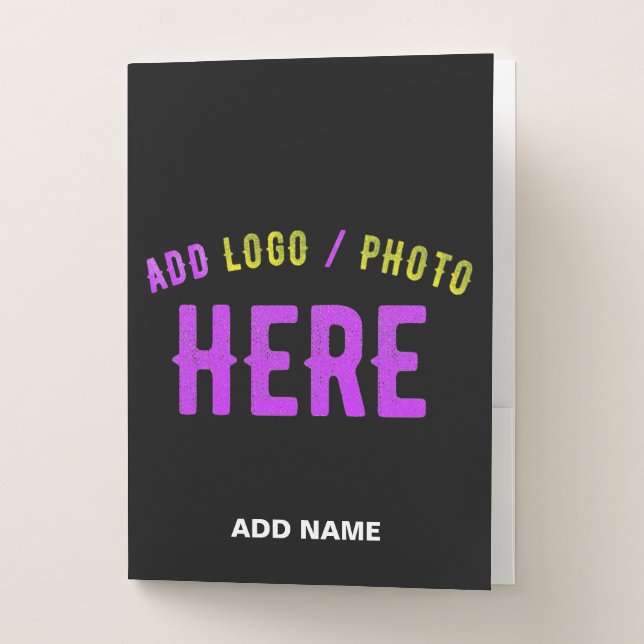 STYLISH MODERN CUSTOMIZABLE BLACK VERIFIED BRANDED POCKET FOLDER (Front)