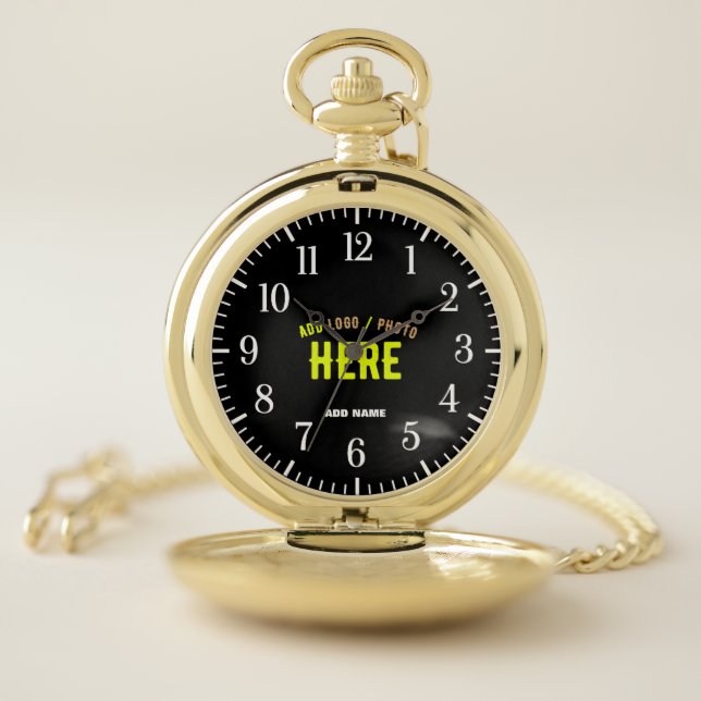 STYLISH MODERN CUSTOMIZABLE BLACK VERIFIED BRANDED POCKET WATCH (Inside)