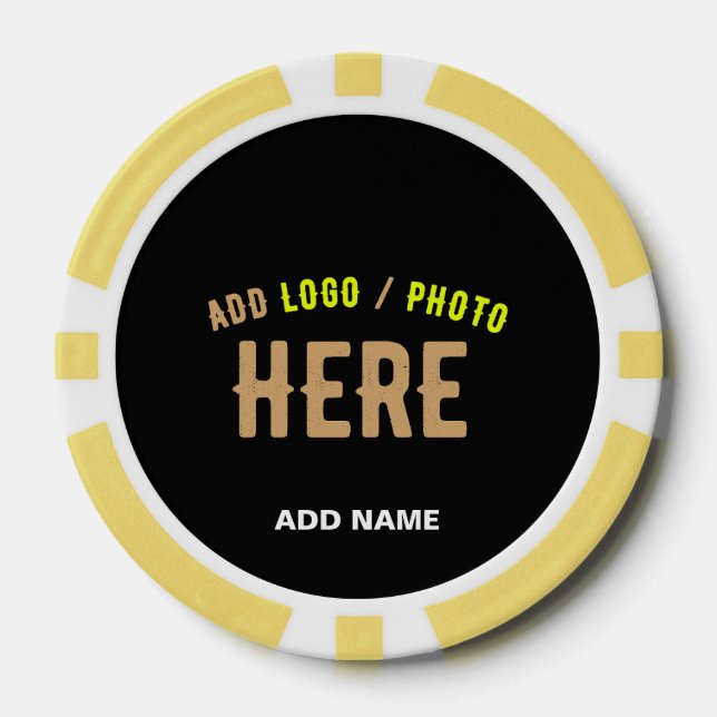 STYLISH MODERN CUSTOMIZABLE BLACK VERIFIED BRANDED POKER CHIPS (Front)