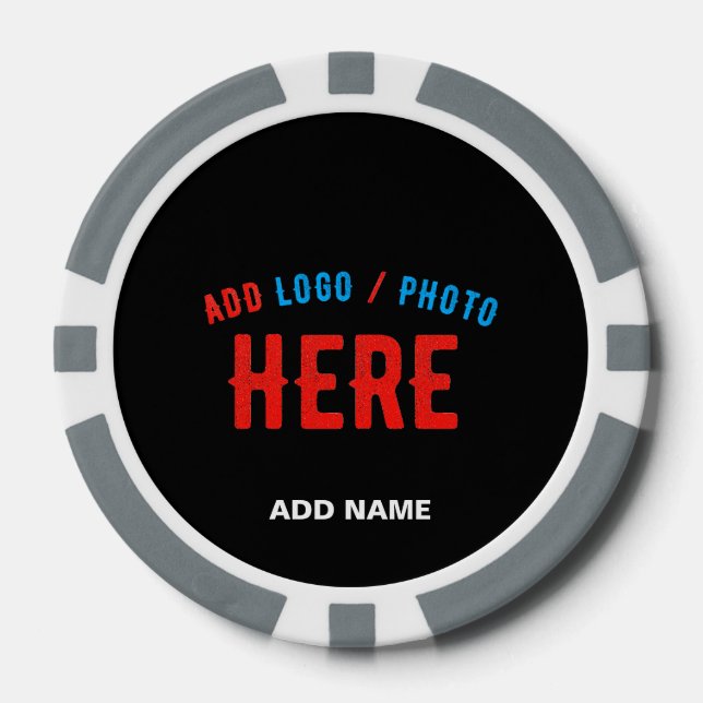 STYLISH MODERN CUSTOMIZABLE BLACK VERIFIED BRANDED POKER CHIPS (Front)
