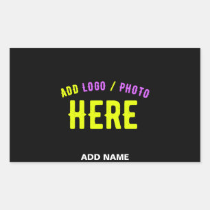 STYLISH MODERN CUSTOMIZABLE BLACK VERIFIED BRANDED RECTANGULAR STICKER