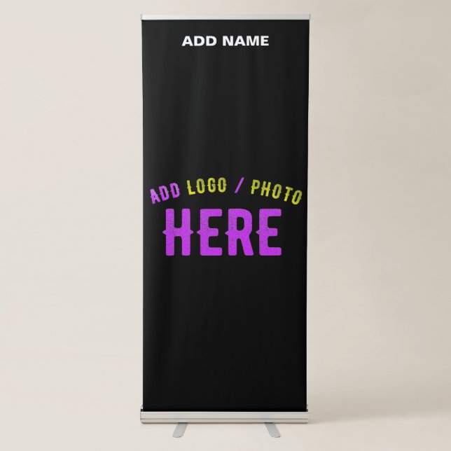 STYLISH MODERN CUSTOMIZABLE BLACK VERIFIED BRANDED RETRACTABLE BANNER (Front)