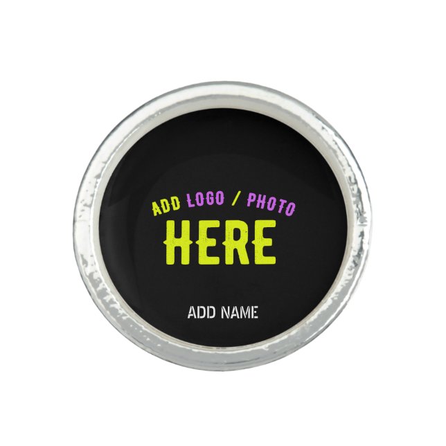 STYLISH MODERN CUSTOMIZABLE BLACK VERIFIED BRANDED RING (Front)