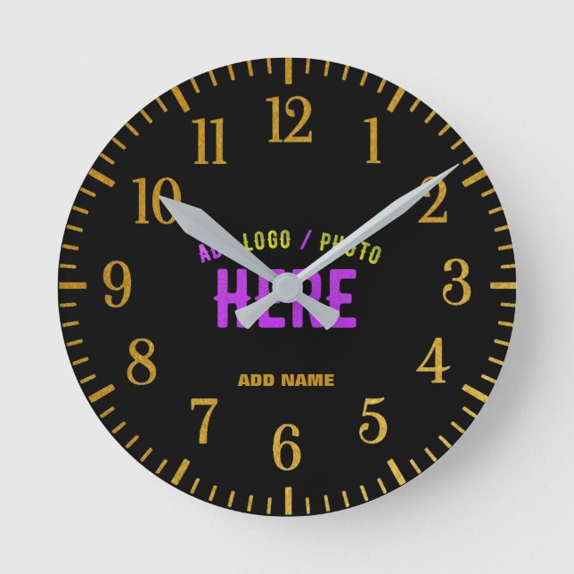 STYLISH MODERN CUSTOMIZABLE BLACK VERIFIED BRANDED ROUND CLOCK (Front)