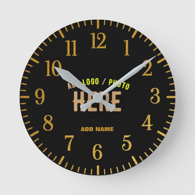 STYLISH MODERN CUSTOMIZABLE BLACK VERIFIED BRANDED ROUND CLOCK (Front)