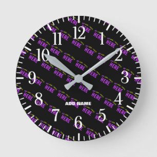 STYLISH MODERN CUSTOMIZABLE BLACK VERIFIED BRANDED ROUND CLOCK