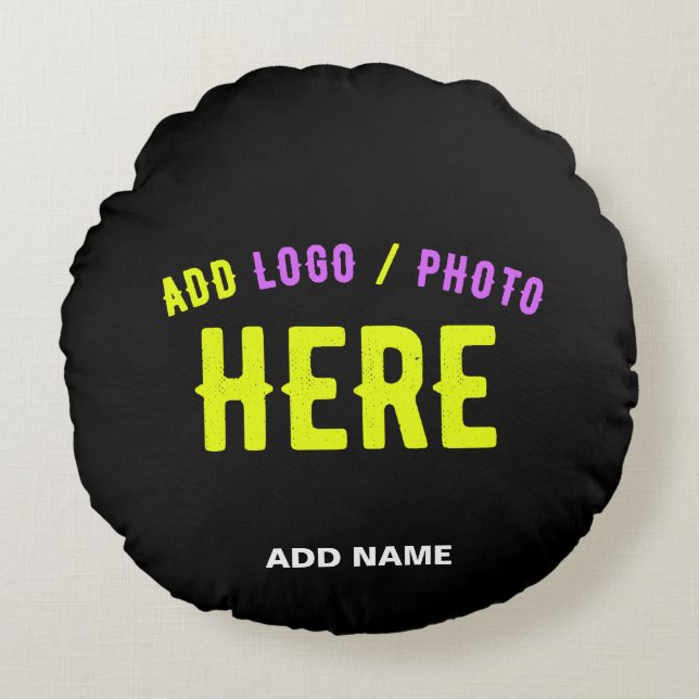 STYLISH MODERN CUSTOMIZABLE BLACK VERIFIED BRANDED ROUND PILLOW (Front)