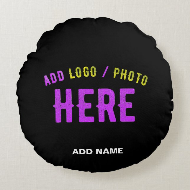 STYLISH MODERN CUSTOMIZABLE BLACK VERIFIED BRANDED ROUND PILLOW (Front)