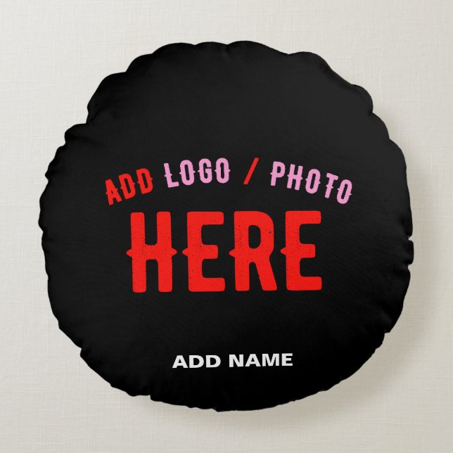 STYLISH MODERN CUSTOMIZABLE BLACK VERIFIED BRANDED ROUND PILLOW (Front)