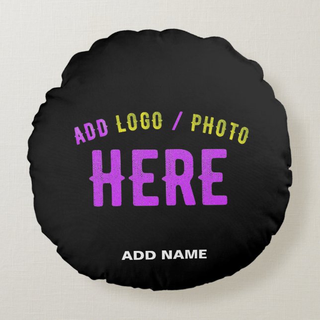 STYLISH MODERN CUSTOMIZABLE BLACK VERIFIED BRANDED ROUND PILLOW (Front)