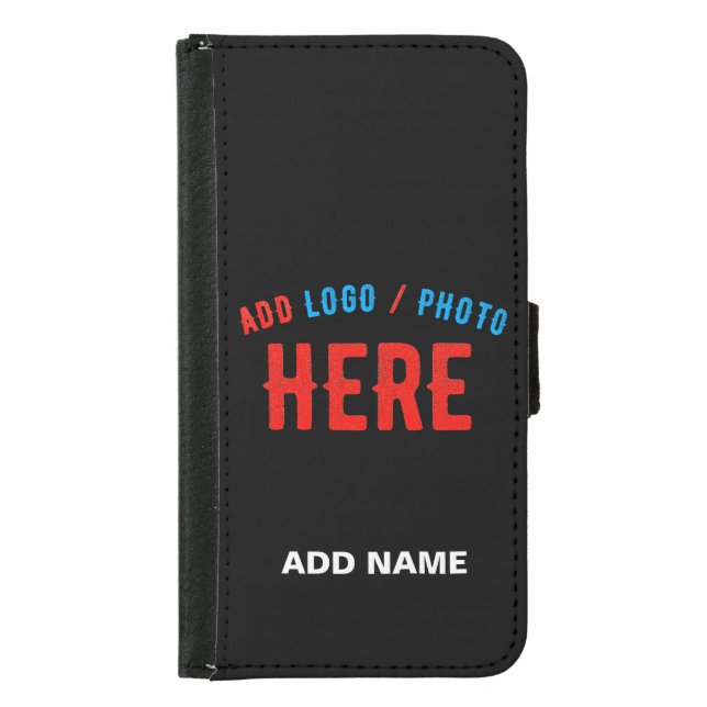 STYLISH MODERN CUSTOMIZABLE BLACK VERIFIED BRANDED SAMSUNG GALAXY WALLET CASE (Front)