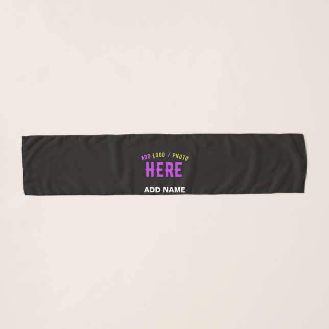 STYLISH MODERN CUSTOMIZABLE BLACK VERIFIED BRANDED SCARF (Front (Horizontal))