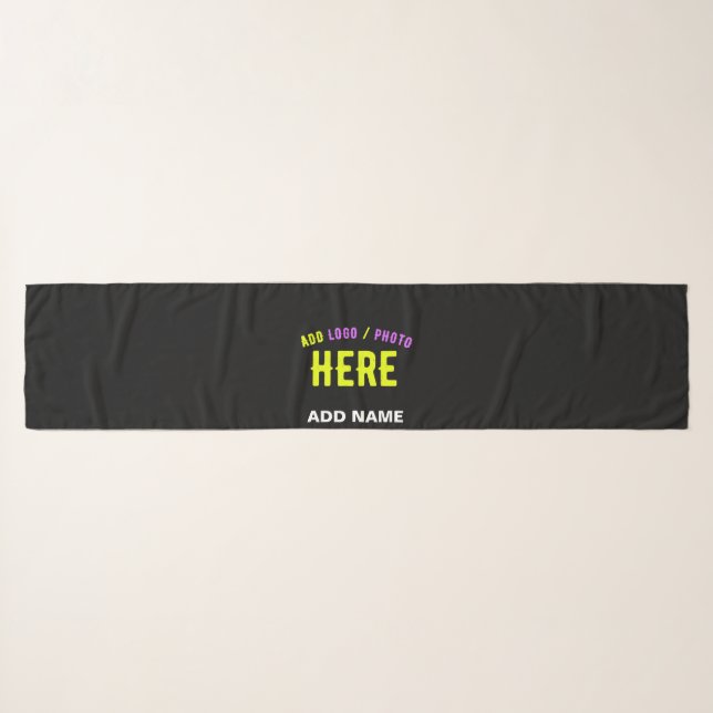 STYLISH MODERN CUSTOMIZABLE BLACK VERIFIED BRANDED SCARF (Front (Horizontal))