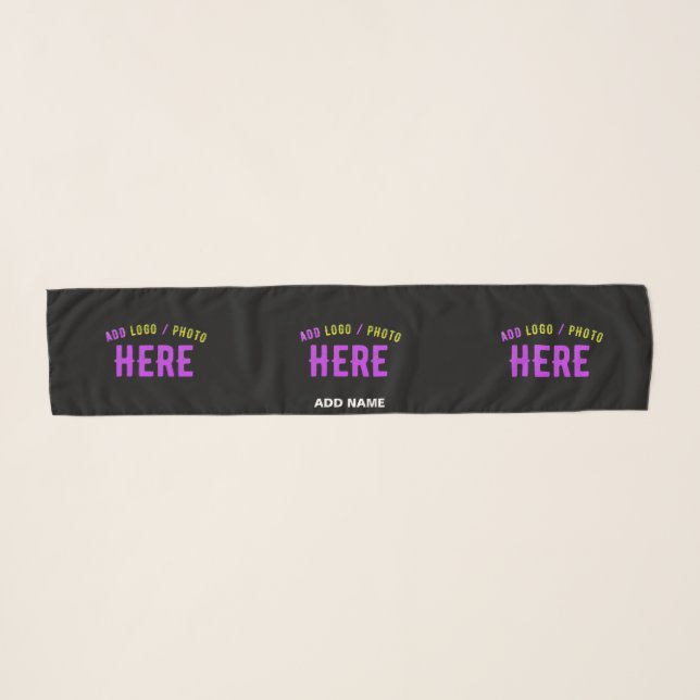 STYLISH MODERN CUSTOMIZABLE BLACK VERIFIED BRANDED SCARF (Front (Horizontal))
