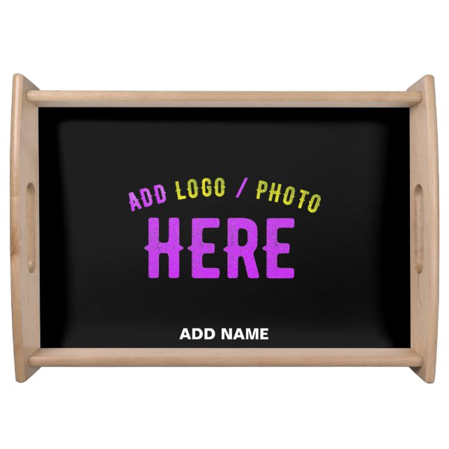 STYLISH MODERN CUSTOMIZABLE BLACK VERIFIED BRANDED SERVING TRAY (Front)