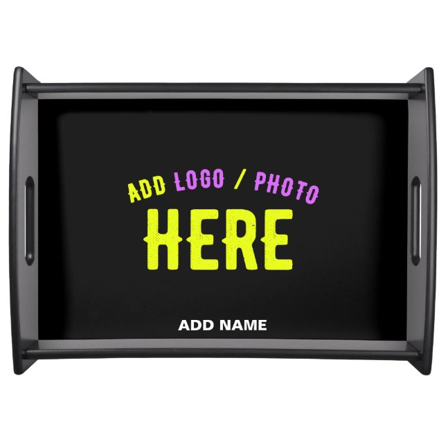 STYLISH MODERN CUSTOMIZABLE BLACK VERIFIED BRANDED SERVING TRAY (Front)