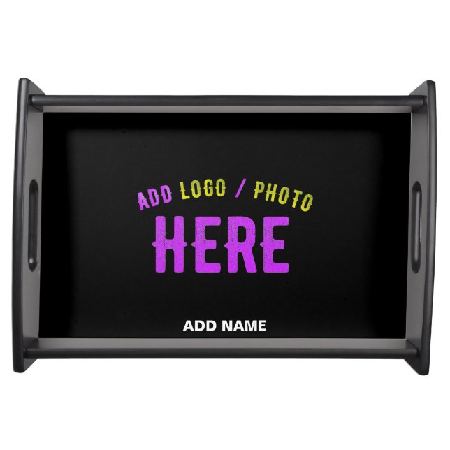 STYLISH MODERN CUSTOMIZABLE BLACK VERIFIED BRANDED SERVING TRAY (Front)