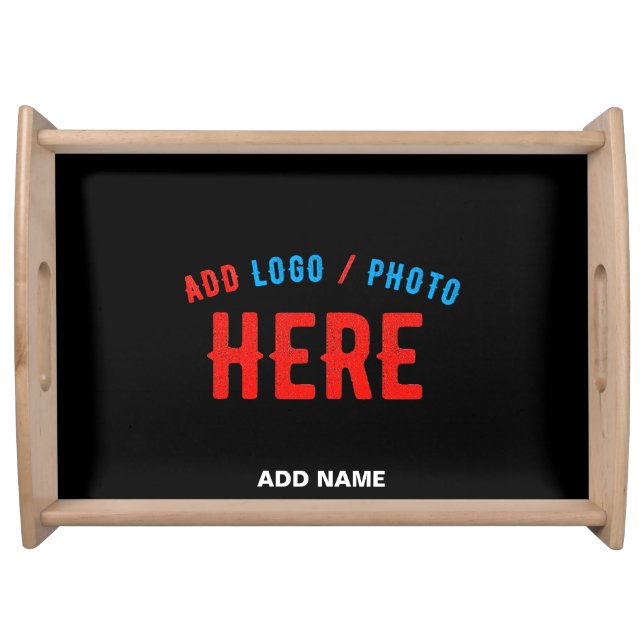 STYLISH MODERN CUSTOMIZABLE BLACK VERIFIED BRANDED SERVING TRAY (Front)