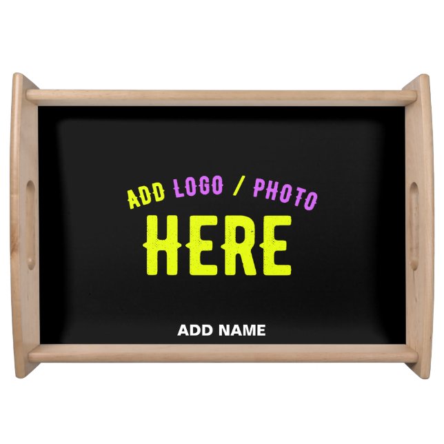 STYLISH MODERN CUSTOMIZABLE BLACK VERIFIED BRANDED SERVING TRAY (Front)