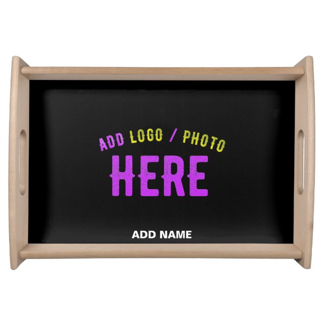 STYLISH MODERN CUSTOMIZABLE BLACK VERIFIED BRANDED SERVING TRAY (Front)