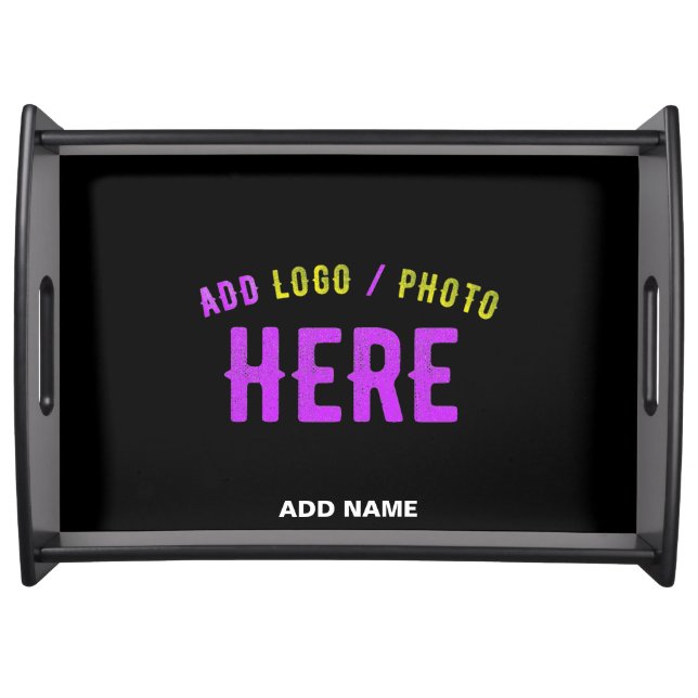 STYLISH MODERN CUSTOMIZABLE BLACK VERIFIED BRANDED SERVING TRAY (Front)