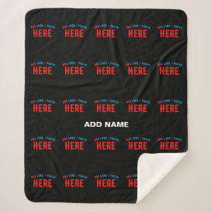 STYLISH MODERN CUSTOMIZABLE BLACK VERIFIED BRANDED SHERPA BLANKET