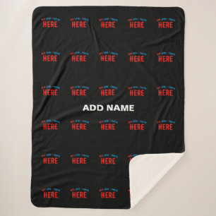 STYLISH MODERN CUSTOMIZABLE BLACK VERIFIED BRANDED SHERPA BLANKET
