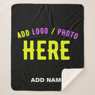 STYLISH MODERN CUSTOMIZABLE BLACK VERIFIED BRANDED SHERPA BLANKET