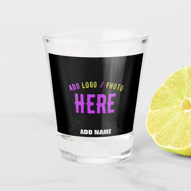 STYLISH MODERN CUSTOMIZABLE BLACK VERIFIED BRANDED SHOT GLASS (Front)