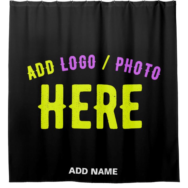 STYLISH MODERN CUSTOMIZABLE BLACK VERIFIED BRANDED SHOWER CURTAIN (Front)
