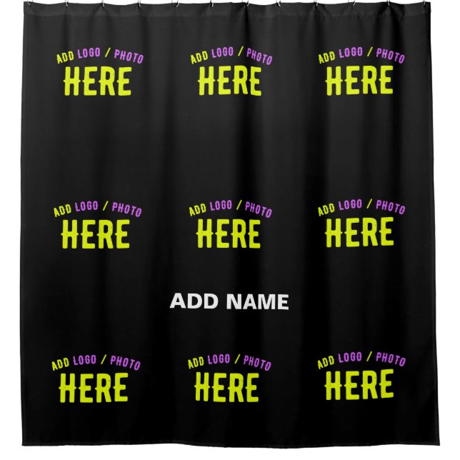 STYLISH MODERN CUSTOMIZABLE BLACK VERIFIED BRANDED SHOWER CURTAIN (Front)