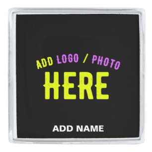 STYLISH MODERN CUSTOMIZABLE BLACK VERIFIED BRANDED SILVER FINISH LAPEL PIN