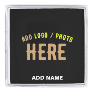 STYLISH MODERN CUSTOMIZABLE BLACK VERIFIED BRANDED SILVER FINISH LAPEL PIN