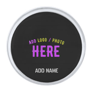 STYLISH MODERN CUSTOMIZABLE BLACK VERIFIED BRANDED SILVER FINISH LAPEL PIN