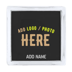 STYLISH MODERN CUSTOMIZABLE BLACK VERIFIED BRANDED SILVER FINISH LAPEL PIN