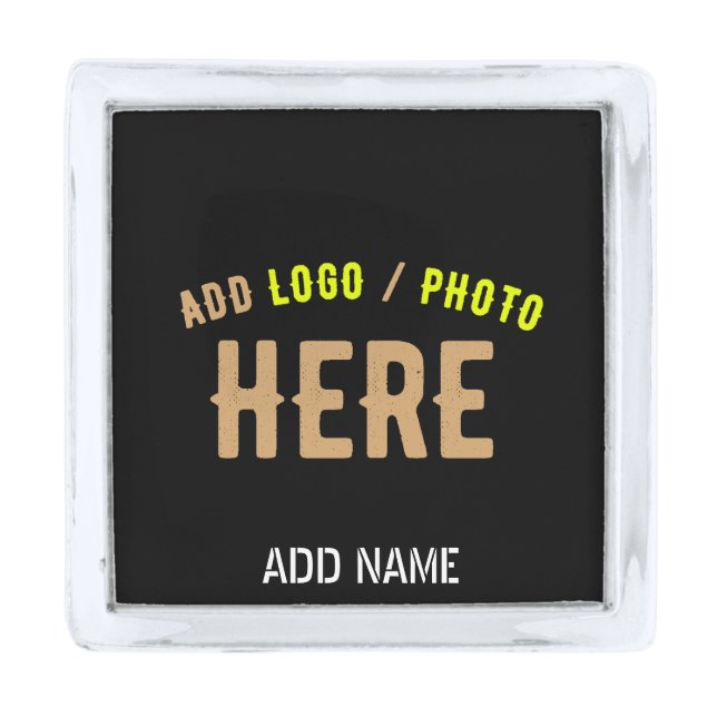 STYLISH MODERN CUSTOMIZABLE BLACK VERIFIED BRANDED SILVER FINISH LAPEL PIN (Front)