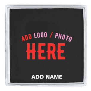 STYLISH MODERN CUSTOMIZABLE BLACK VERIFIED BRANDED SILVER FINISH LAPEL PIN