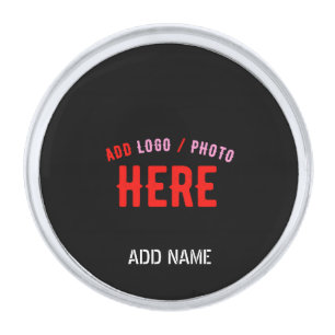 STYLISH MODERN CUSTOMIZABLE BLACK VERIFIED BRANDED SILVER FINISH LAPEL PIN