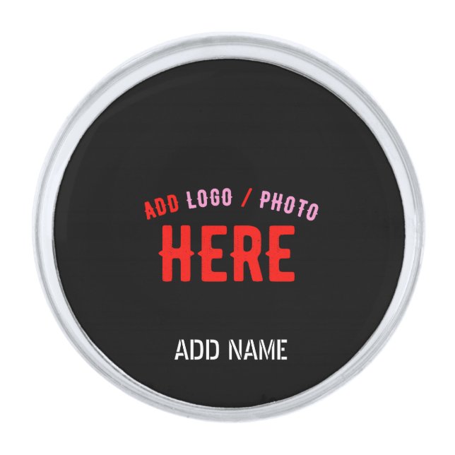 STYLISH MODERN CUSTOMIZABLE BLACK VERIFIED BRANDED SILVER FINISH LAPEL PIN (Front)