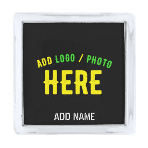STYLISH MODERN CUSTOMIZABLE BLACK VERIFIED BRANDED SILVER FINISH LAPEL PIN