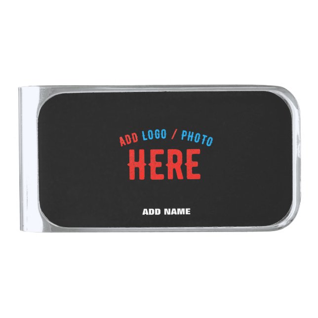 STYLISH MODERN CUSTOMIZABLE BLACK VERIFIED BRANDED SILVER FINISH MONEY CLIP (Front)