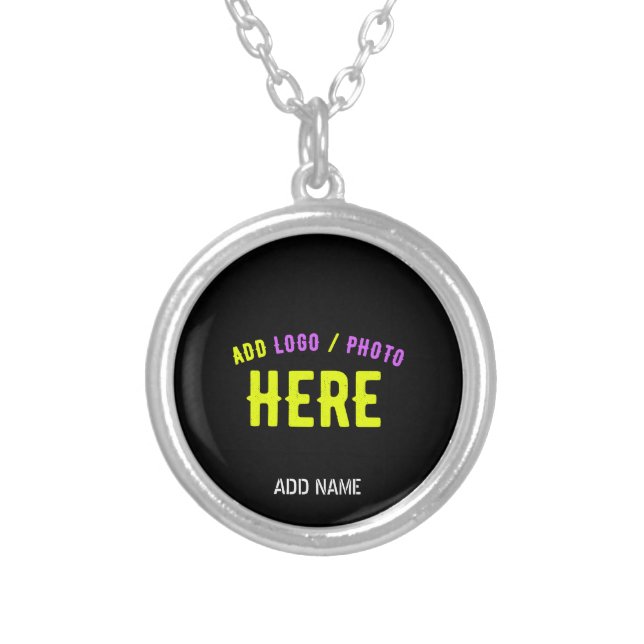 STYLISH MODERN CUSTOMIZABLE BLACK VERIFIED BRANDED SILVER PLATED NECKLACE (Front)
