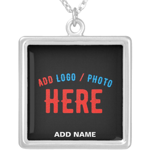 STYLISH MODERN CUSTOMIZABLE BLACK VERIFIED BRANDED SILVER PLATED NECKLACE (Front)