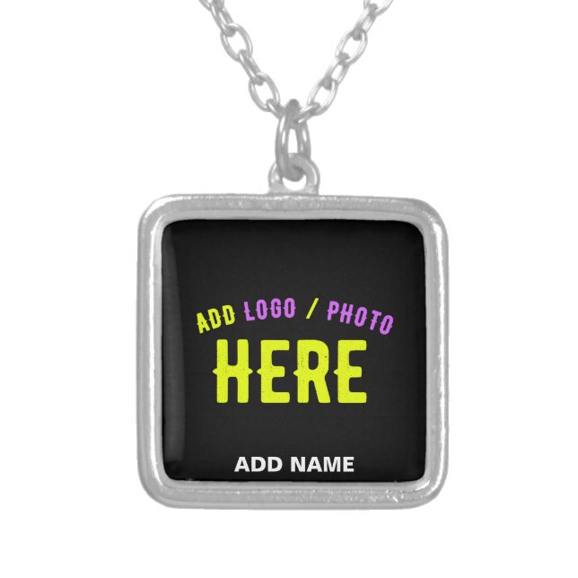 STYLISH MODERN CUSTOMIZABLE BLACK VERIFIED BRANDED SILVER PLATED NECKLACE (Front)