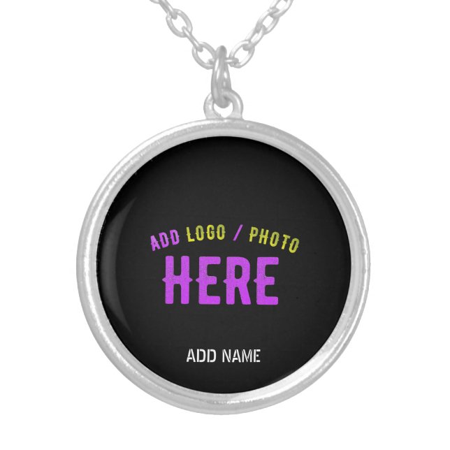 STYLISH MODERN CUSTOMIZABLE BLACK VERIFIED BRANDED SILVER PLATED NECKLACE (Front)