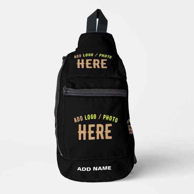 STYLISH MODERN CUSTOMIZABLE BLACK VERIFIED BRANDED SLING BAG (Front)