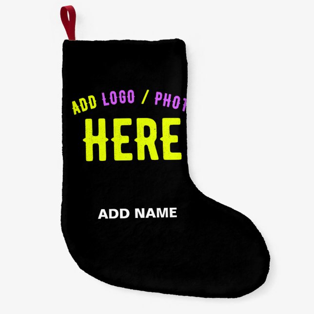 STYLISH MODERN CUSTOMIZABLE BLACK VERIFIED BRANDED SMALL CHRISTMAS STOCKING (Front)